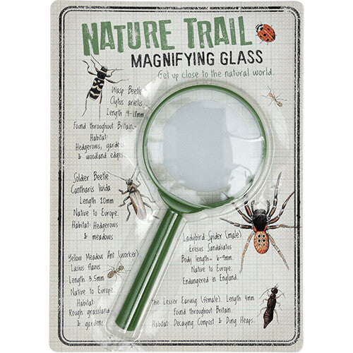 Rex London Nature Trail vergrootglas in de verpakking met insectenillustraties.
