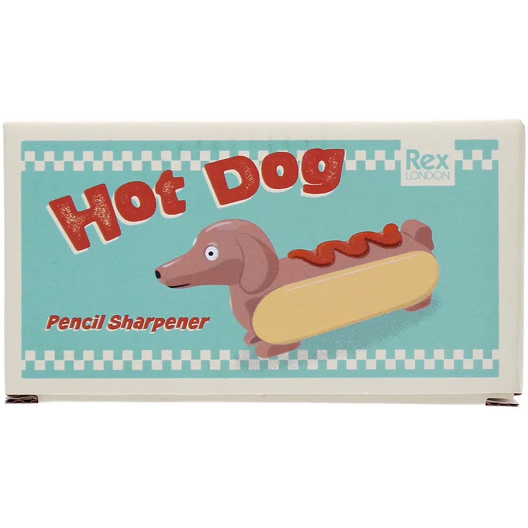 De voorkant van de Rex London hot dog puntenslijper verpakking.