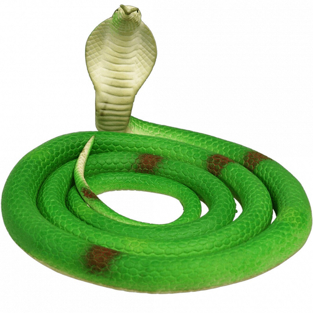 Rex London groen rubberen slang dierenfiguurtje met opgerichte kop als een cobra.