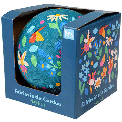 Schuine weergave van de Rex London verpakking van de 'Fairies in the Garden' speelbal.