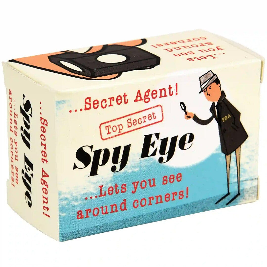 De verpakking van het Rex London spionnenoog speelgoed met retro spionnenillustratie.
