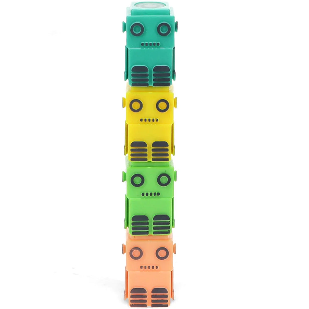 Vier Rex London robot highlighters verticaal gestapeld in oranje, groen, geel en teal.