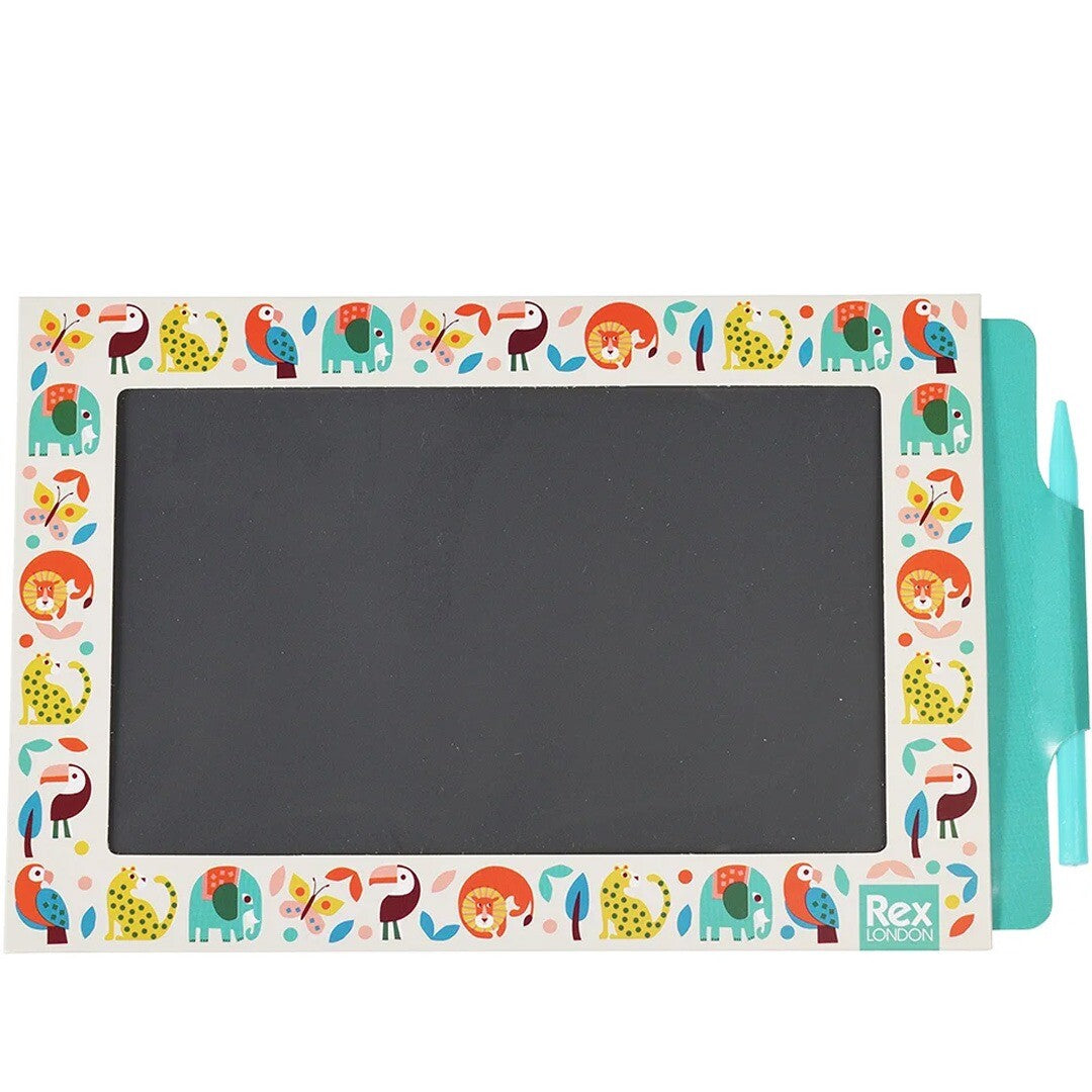 Rex London tekenbord met dierenpatroon en een blauwe stylus aan de zijkant.