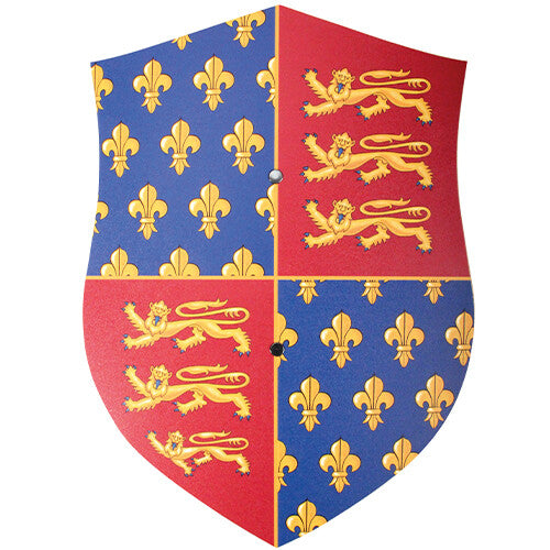 VAH speelgoedschild met een patroon van leeuwen en lelies.