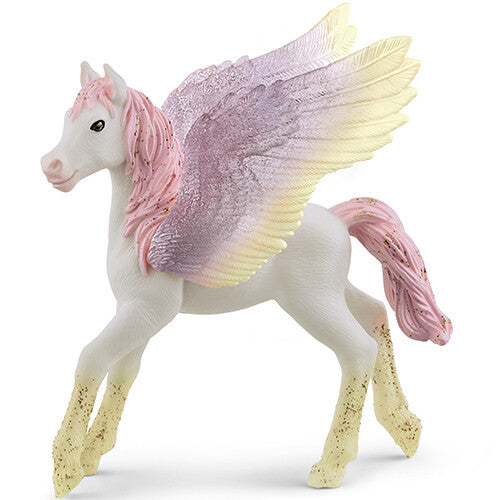 Schleich Bayala pegasusveulen speelgoedfiguurtje met roze manen, staart en glittervleugels.