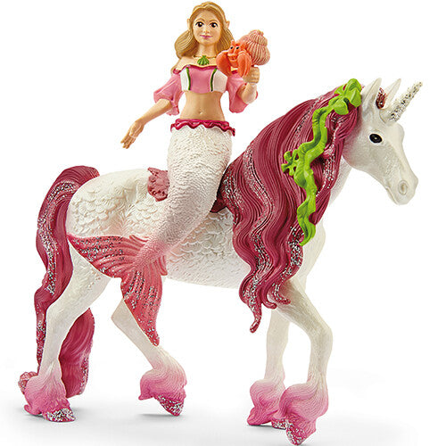 Schleich Bayala zeemeermin Feya met eenhoorn, een roze en witte speelgoedfiguur.