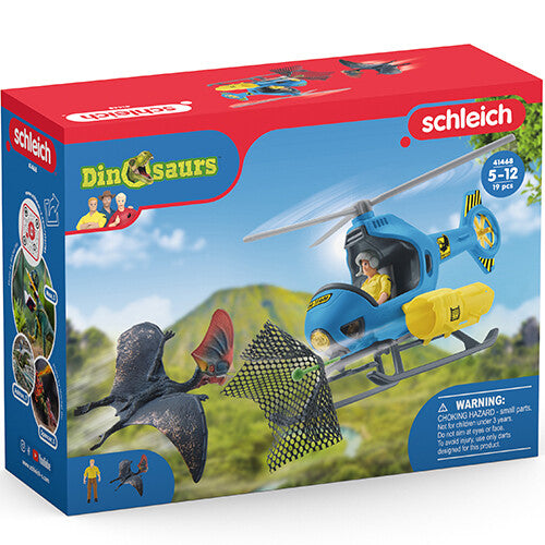 De verpakking van de Schleich Dinosaurs helikopter luchtaanval speelset.