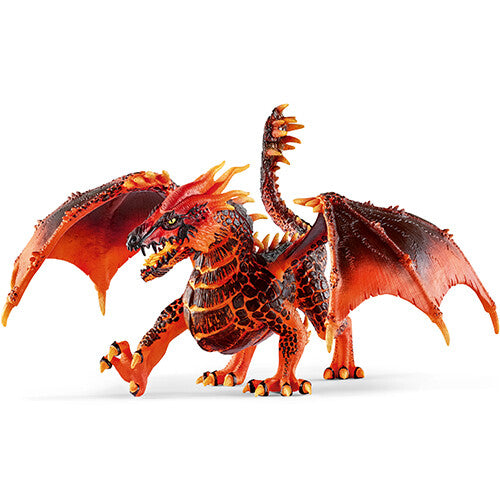 Schleich lavadraak dierenfiguur met open vleugels in rode en oranje tinten.