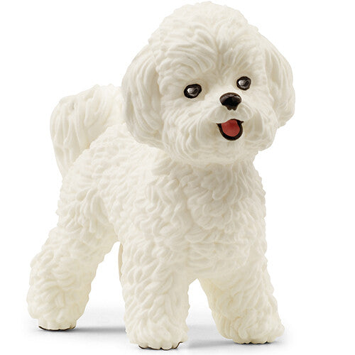 Schleich dierenfiguurtje van een witte Bichon Frisé hond.