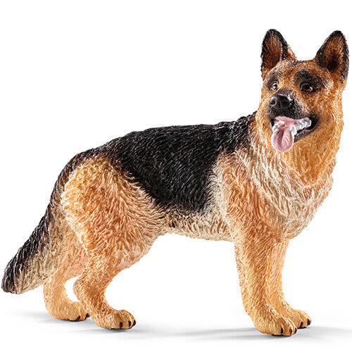 Schleich plastic dierenfiguur van een Duitse herder hond, staand.