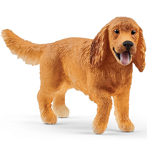 Schleich dierenfiguurtje van een bruine Engelse cockerspaniël met open bek.