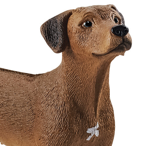 Detailfoto van de kop en borst van het bruine Schleich Rhodesian Ridgeback dierenfiguurtje.