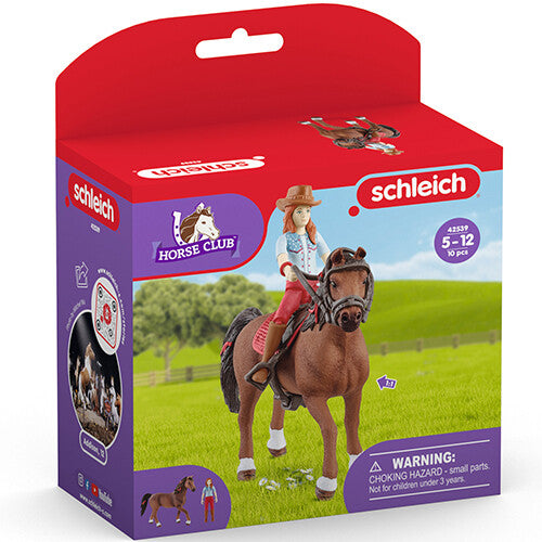 Schleich Horse Club speelset verpakking met afbeelding van Hannah en Cayenne.