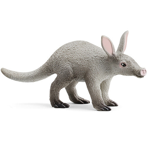 Schleich dierenfiguurtje van een grijs aardvarken, staand.