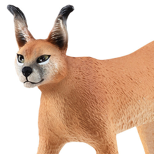 Close-up van het Schleich plastic dierenfiguurtje van een caracal.