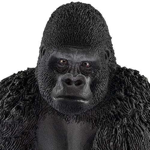Detailopname van het hoofd van het gorilla dierenfiguurtje.