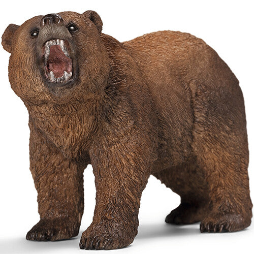Schleich dierenfiguurtje van een brullende bruine grizzlybeer.