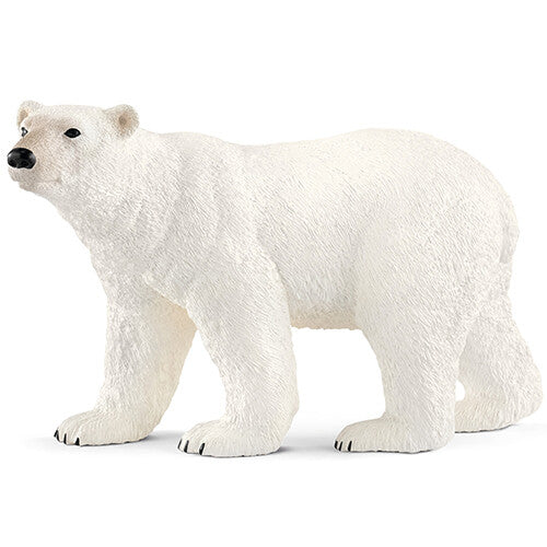 Schleich plastic dierenfiguurtje van een witte ijsbeer, staand.
