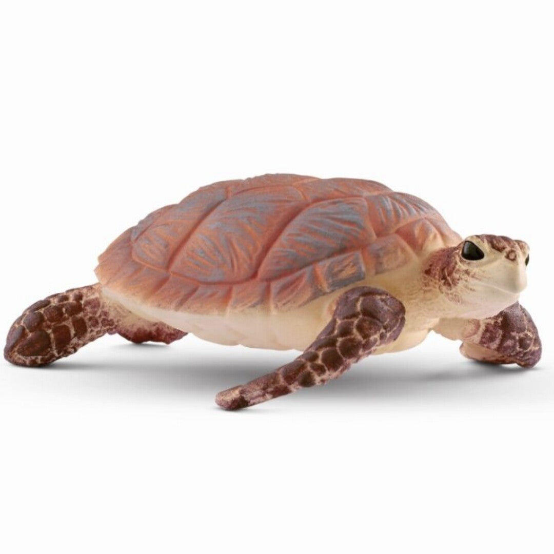 Schleich plastic dierenfiguur van een oranje karetschildpad.