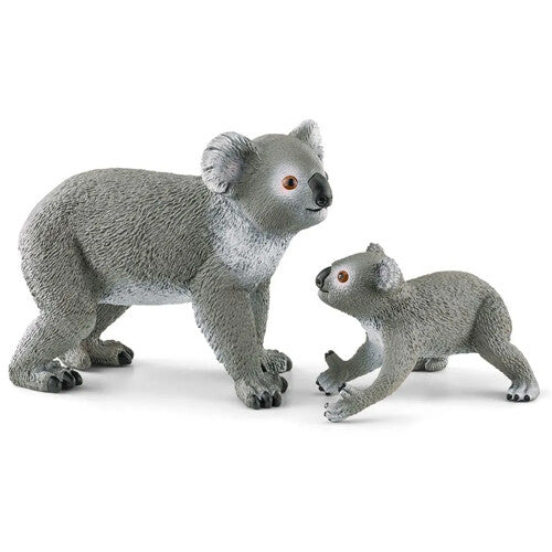 Schleich dierenfiguurtjes van een koalabeer en een koalajong naast elkaar.