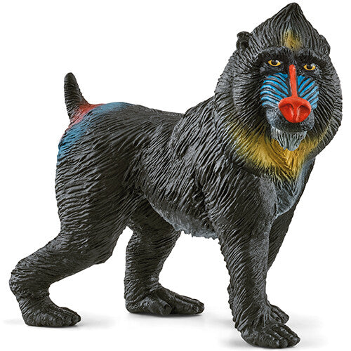 Schleich dierenfiguurtje van een staande mandril met kleurrijk gezicht.