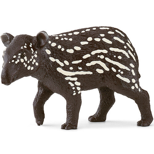 Schleich wild life dierenfiguurtje van een bruin tapirjong met witte vlekken.