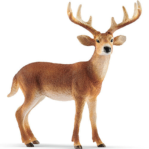 Schleich witstaarthert dierenfiguurtje van plastic, staand afgebeeld.