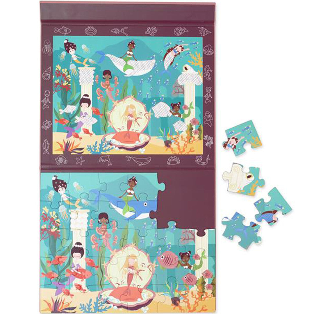 Open Scratch Europe magnetisch puzzelboek met een zeemeerminnen puzzel en losse stukjes.