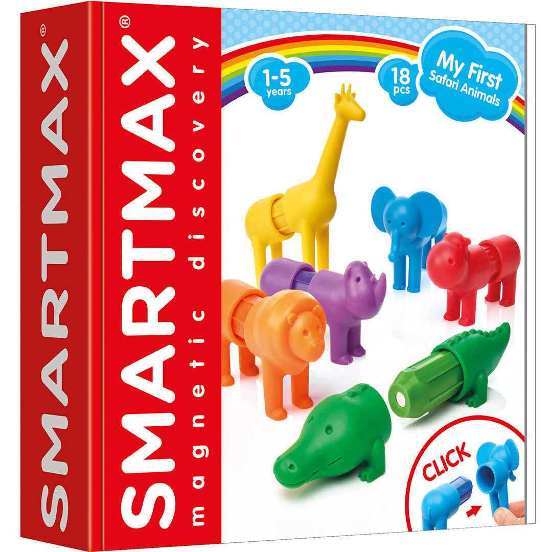 De verpakking van de SmartMax magnetische bouwset My First Safari Animals.