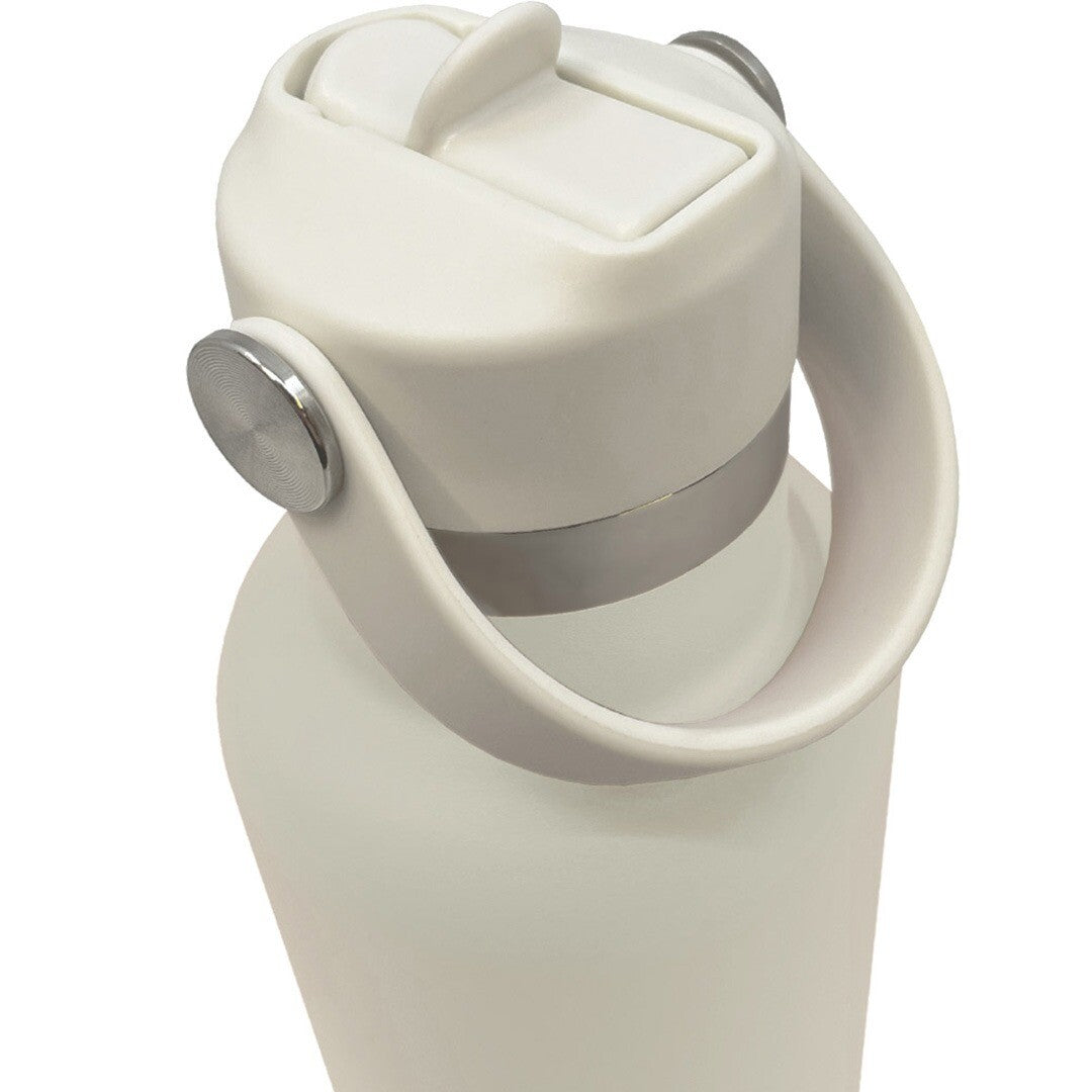 Detail van de witte Smikkels dop met rietje en drinktuit, inclusief handvat.