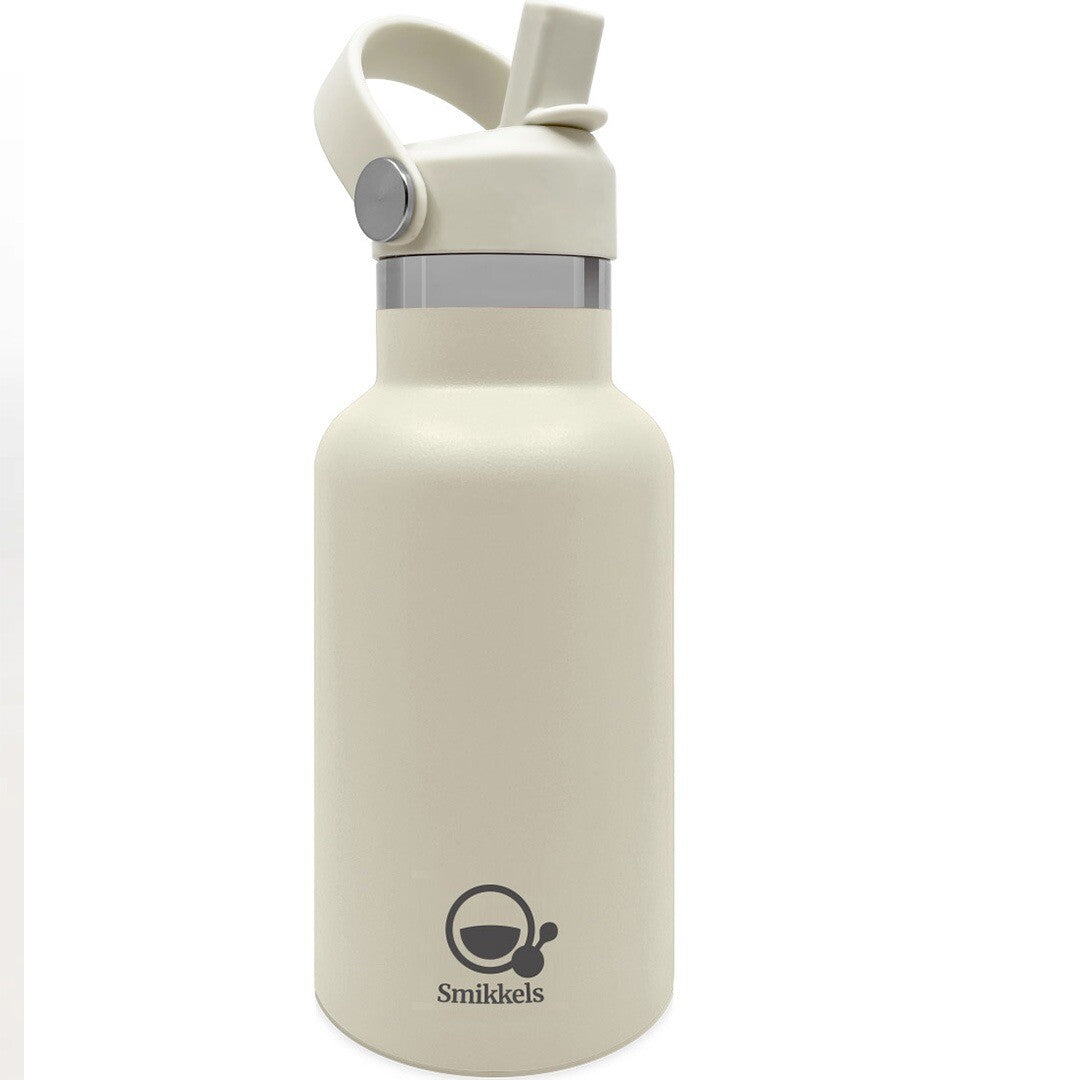 Witte Smikkels drinkfles met dop met rietje en drinktuit.
