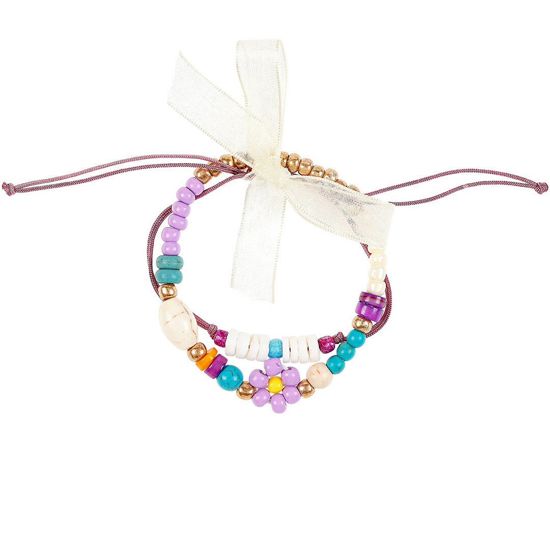 Souza for Kids veelkleurige kralenarmband voor kinderen met bloemdesign en een strik.