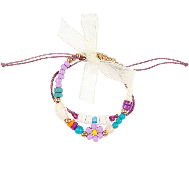 Souza for Kids veelkleurige kralenarmband voor kinderen met bloemdesign en een strik.