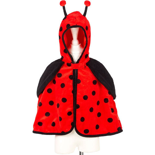 Souza for Kids lieveheersbeestje cape, rood met zwarte stippen, op een paspop.