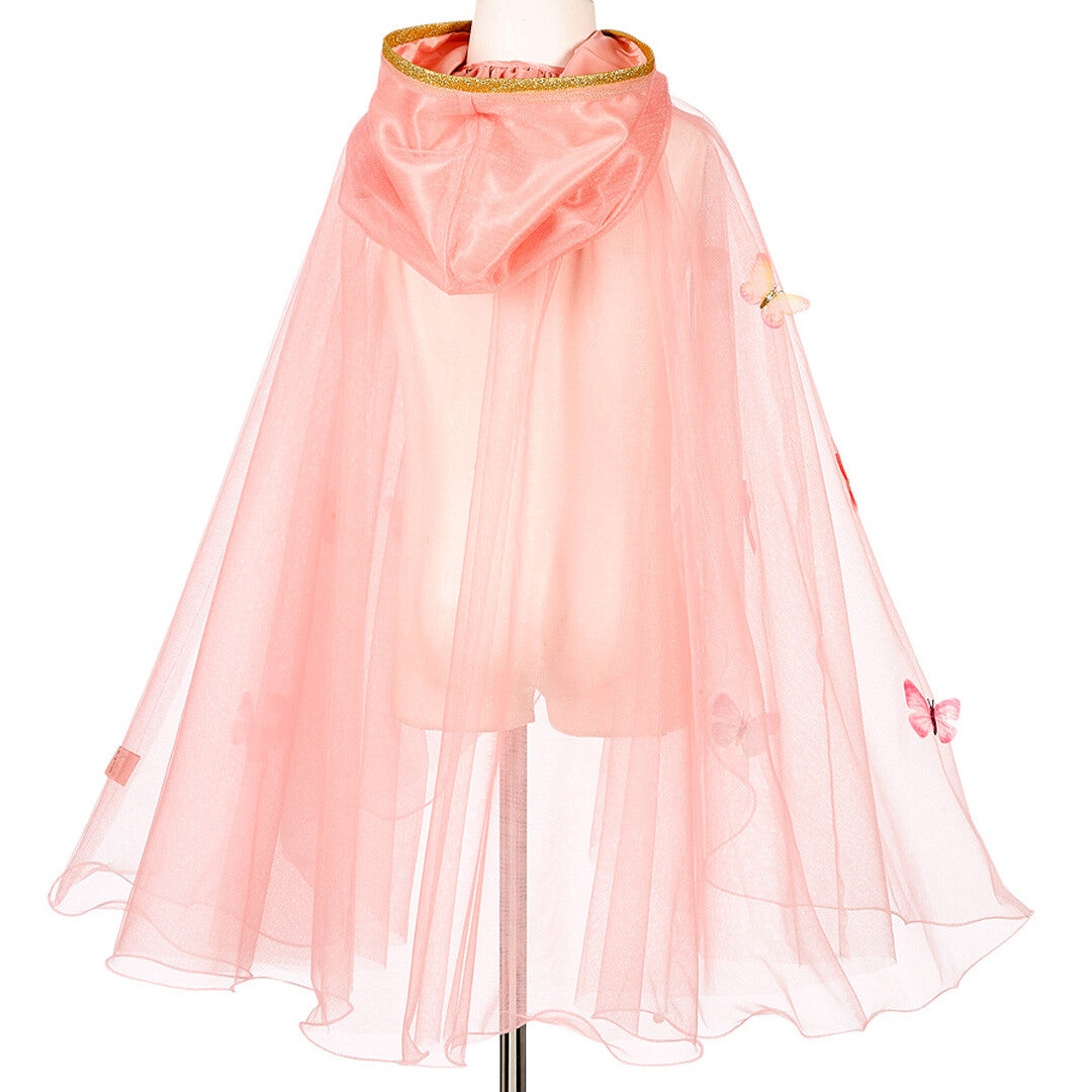 Souza for Kids roze kinder cape met capuchon en vlinders, van achteren gefotografeerd op een paspop.