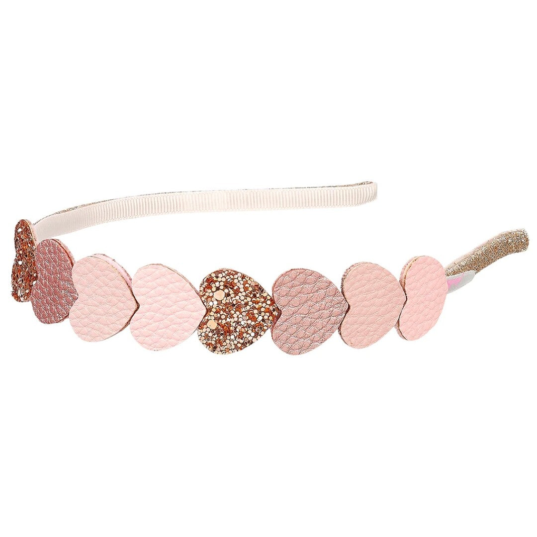 Souza for kids kinder hoofdband met roze en glitterende harten.