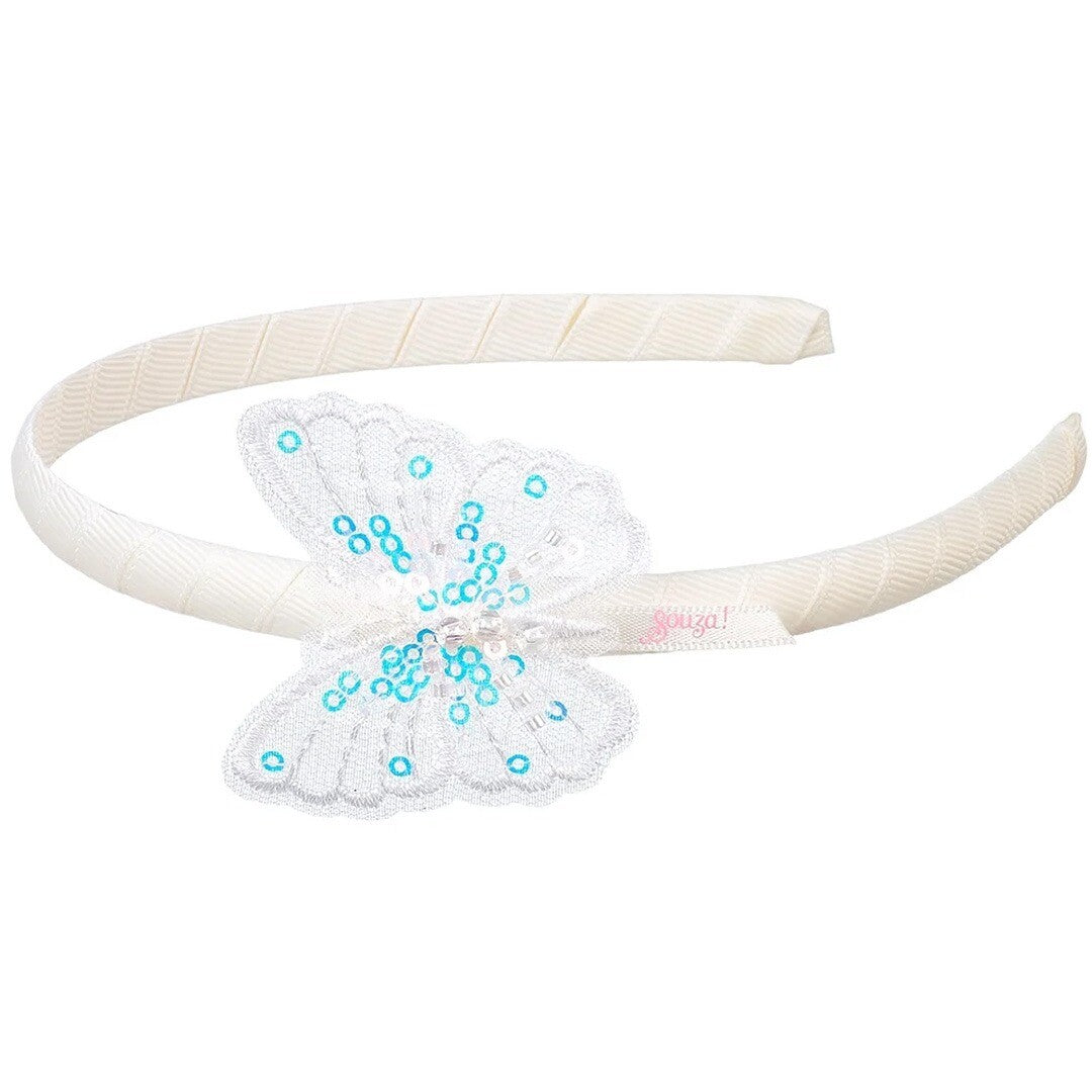 Souza for Kids witte hoofdband voor kinderen met een vlinderdecoratie.