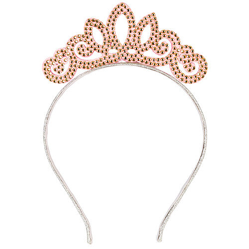 Souza for Kids roze diadeem met gouden steentjes op een zilveren haarband.