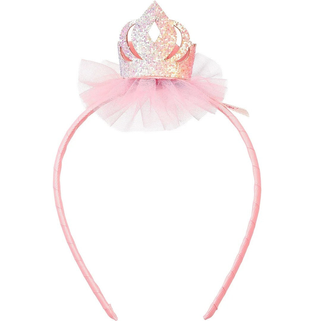 Souza for kids roze kinderhoofdband met glitterkroon en tule.