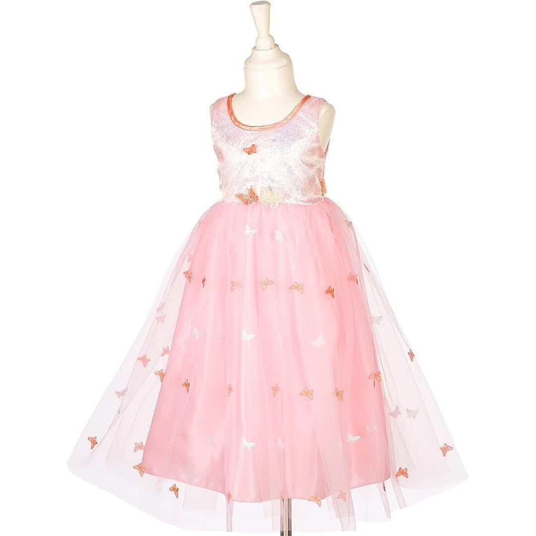 Souza for Kids roze kinderfeestjurk met vlinderpatroon op een paspop.