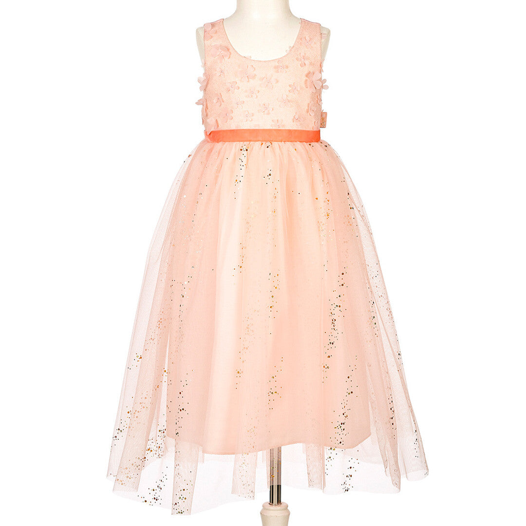 Souza for Kids roze kinderfeestjurk met glitterrok en bloemendetails op een paspop.