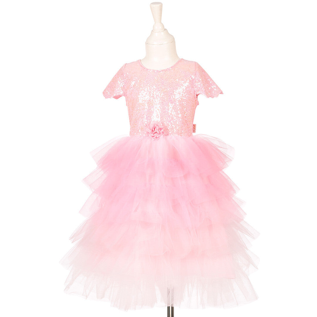Souza for Kids roze prinsessen feestjurk met pailletten en gelaagde tule rok op een paspop.