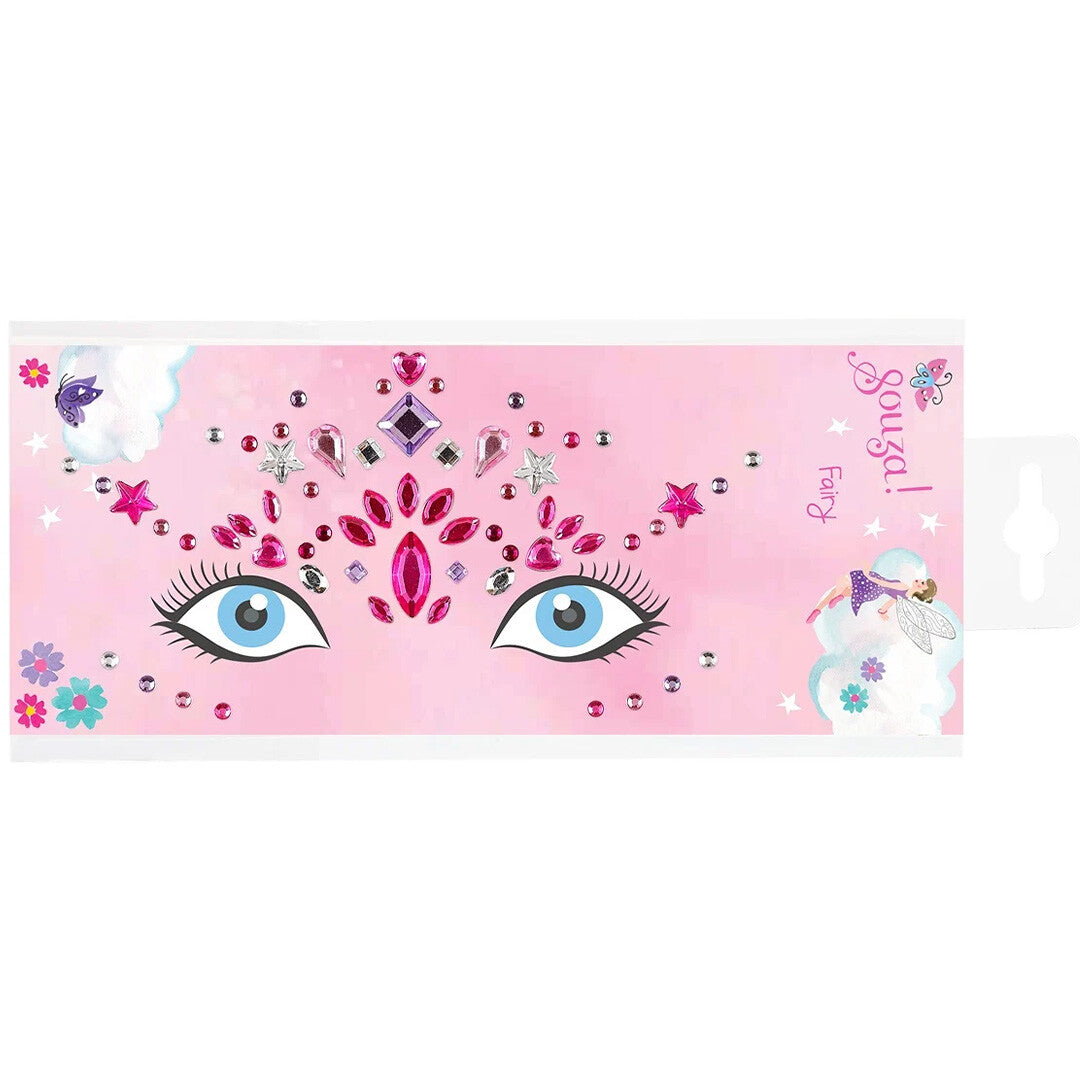 Souza for kids gezichtstickers met roze, paarse en zilveren edelstenen in een elfenthema.