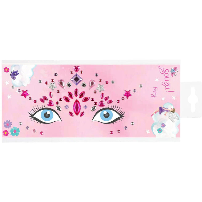 Souza for kids gezichtstickers met roze, paarse en zilveren edelstenen in een elfenthema.
