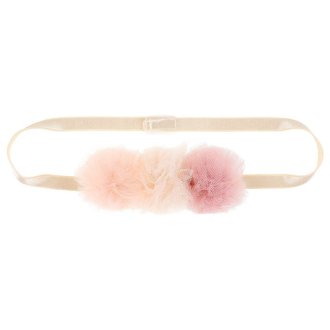 Souza for Kids kinderhaarband met drie roze en perzikkleurige tule pompons.