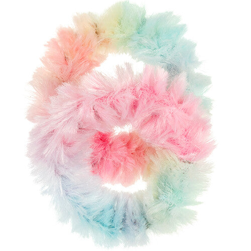 Twee Souza for Kids pluche regenboogkleurige haarelastiek scrunchies voor kinderen.