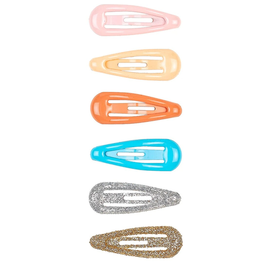 Zes Souza for Kids haarspeldjes voor kinderen in diverse effen en glitterkleuren.