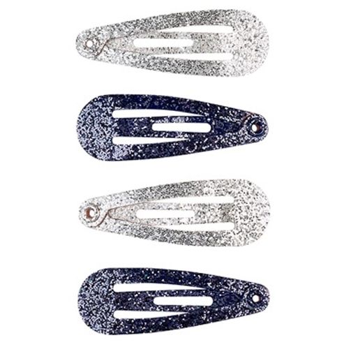 Souza for kids haarspeldjes, een set van vier glitter haarspeldjes in zilverkleurig en donkerblauw.