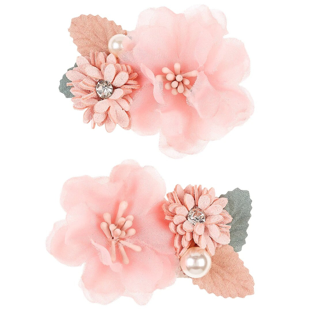 souza for kids haarspeldjes met roze bloemen, parels en kristallen.