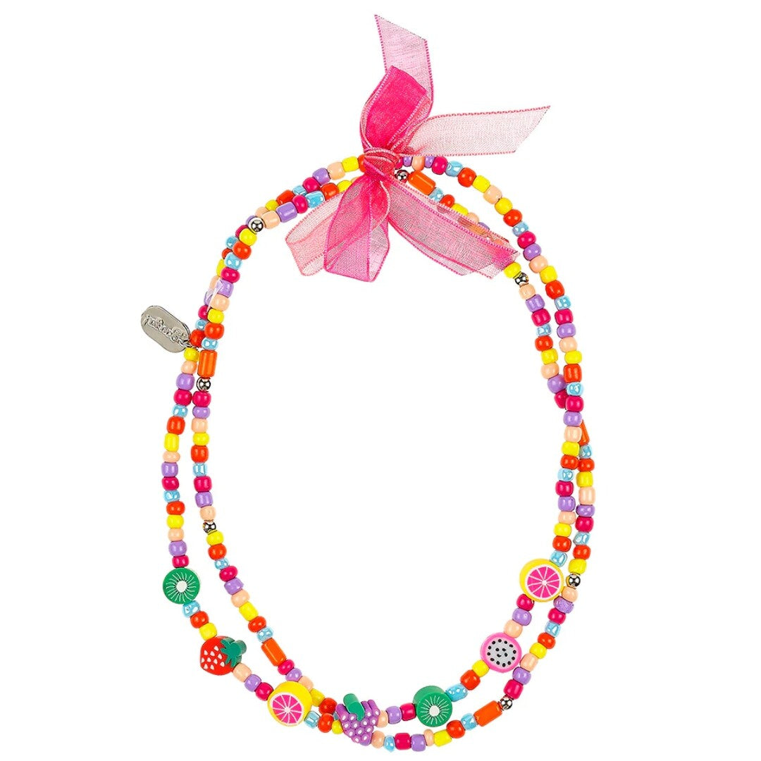 Souza for Kids veelkleurige kinderketting met fruitkralen en een roze strik.